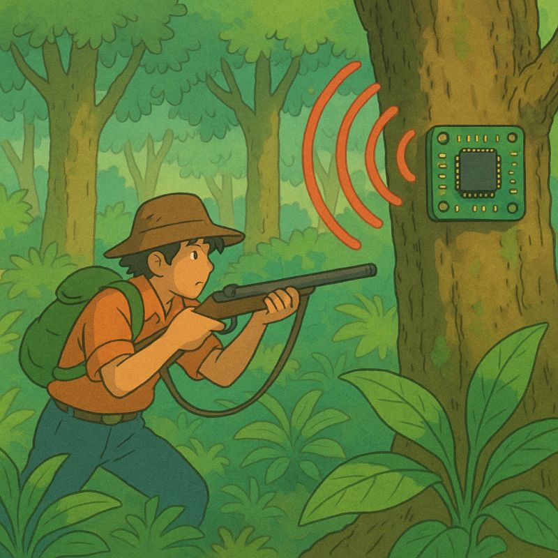Acoustic hunting sensor in a tropical forest